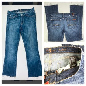 7 For All Mankind Bootcut Jeans Y2K Low Rise Raw Hem Womens 27 28X28 Stretch EUC
